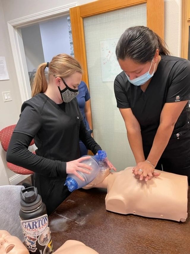 Students practicing CPR technique